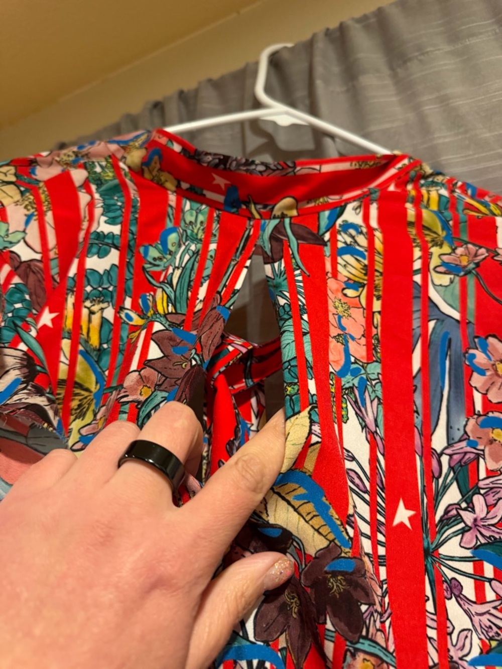 NWT Golden Goose Red Floral Stripe Ruffle Dress Size Extra Small - Picture 14 of 14